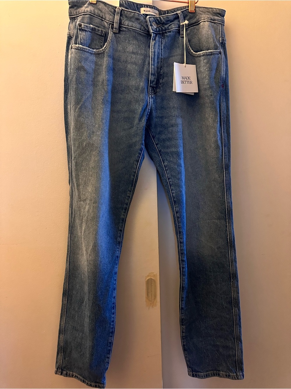 Warp + Weft Men's Straight-Leg Blue Denim Jeans 36x34 Amsterdam Fall